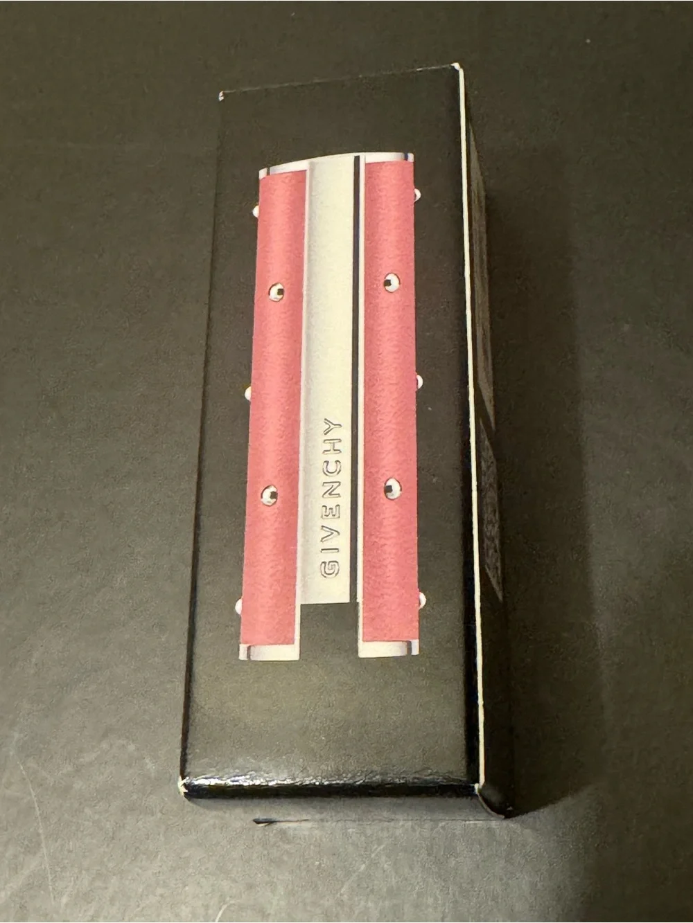 NIB Givenchy Le Rouge Genuine Leather Studded Cap 53 Pink Lipstick Case RARE